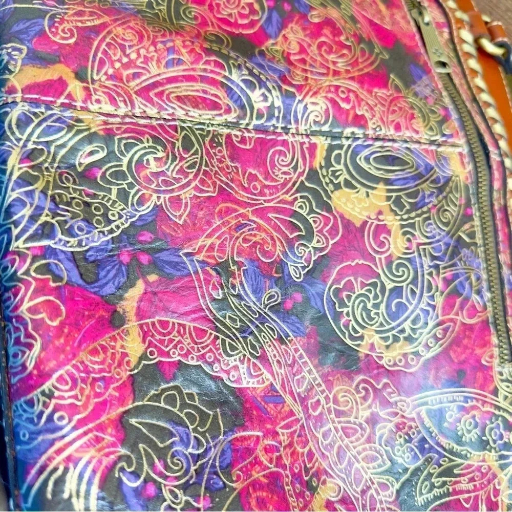 NWOT Patricia Nash Metallic Tooled Lace Poppy Top Zip Tote W Tassel - Picture 15 of 16